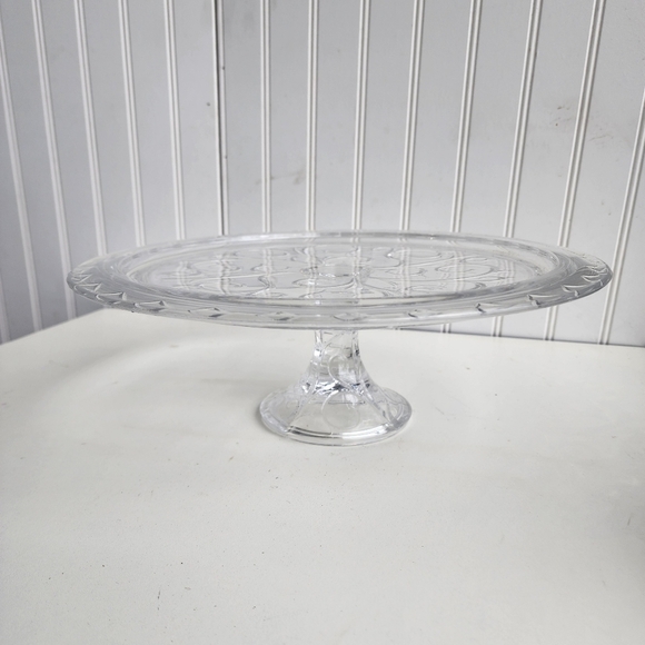Gorgeous Goods Footed Cake Plate, 11" Clear Crystal Cake Server - Picture 1 of 10